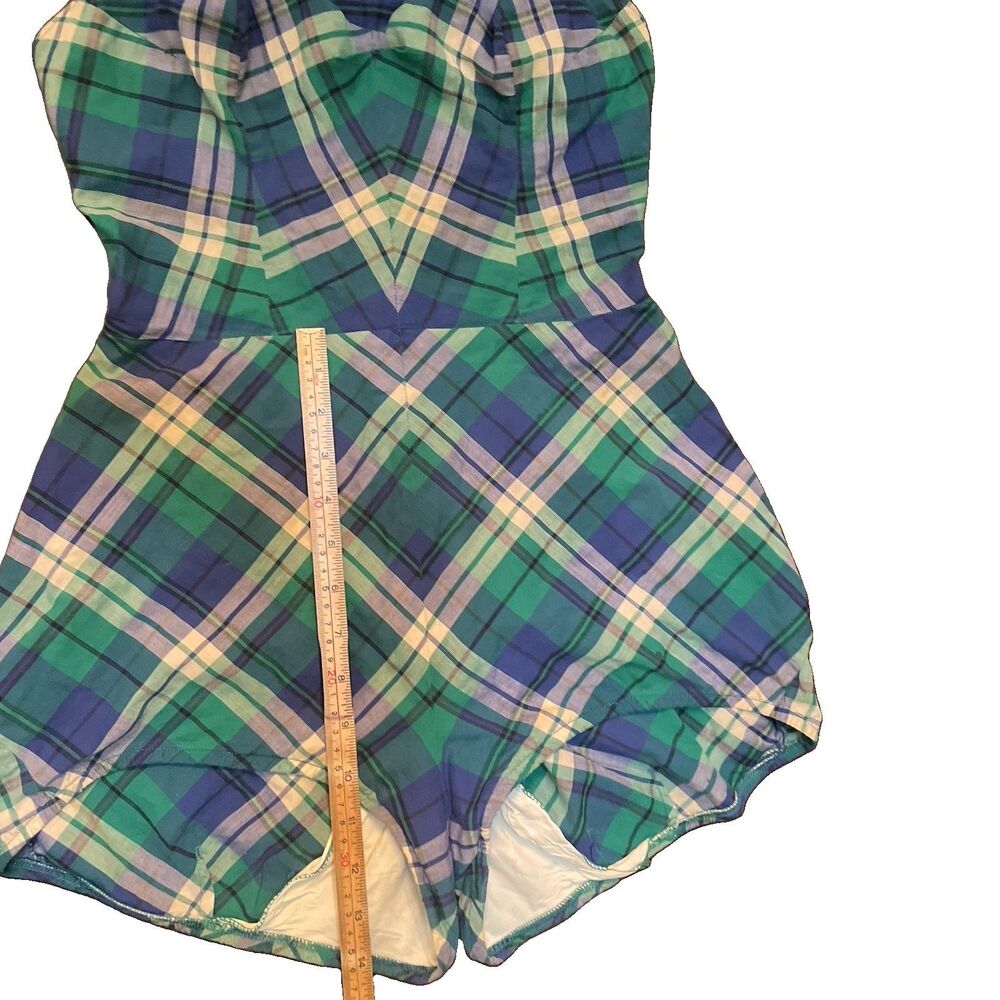Vtg 50s Rose Marie Reid Plaid Halter Swimsuit Romper Bubble Playsuit Pinup XS/S - Picture 6 of 8